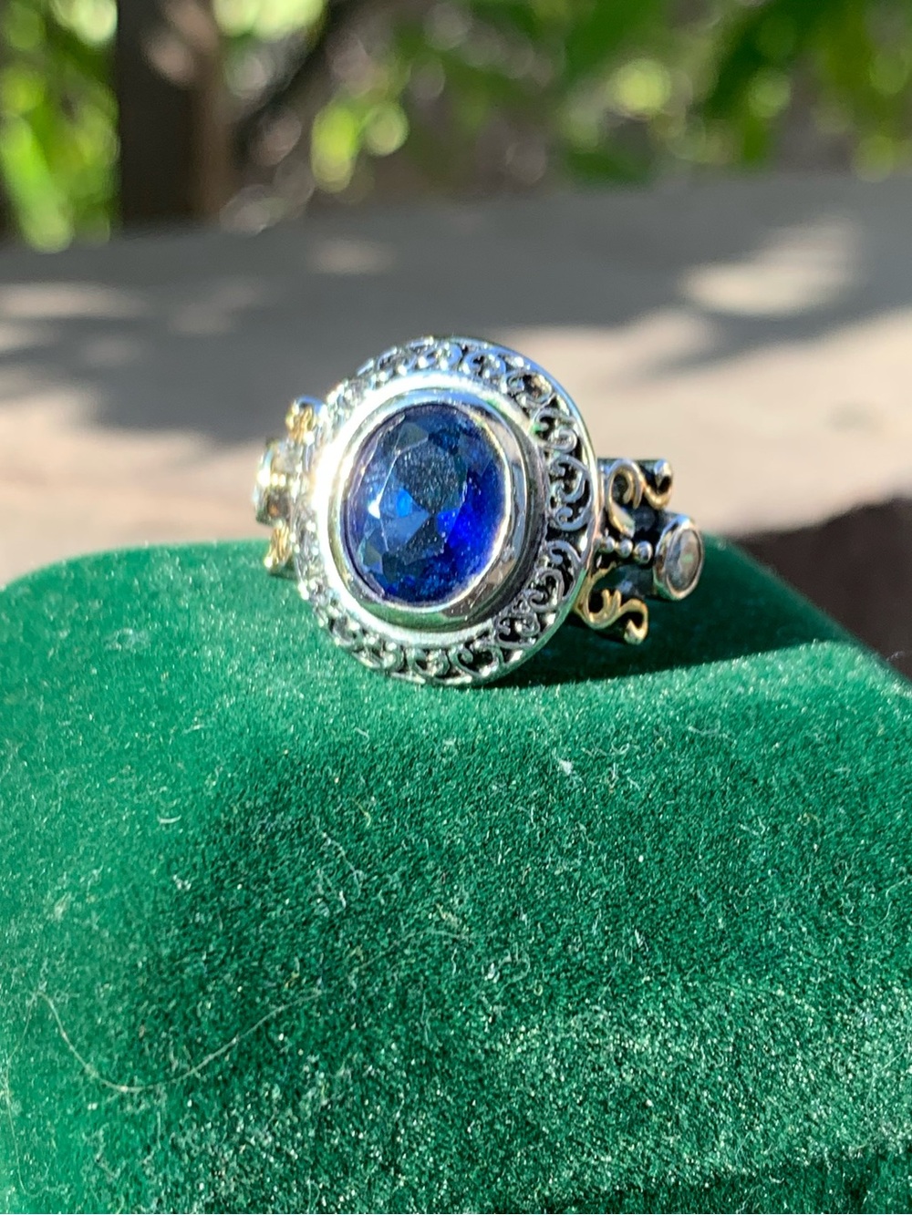 Sterling Silver Blue Gemstone Statement Ring
